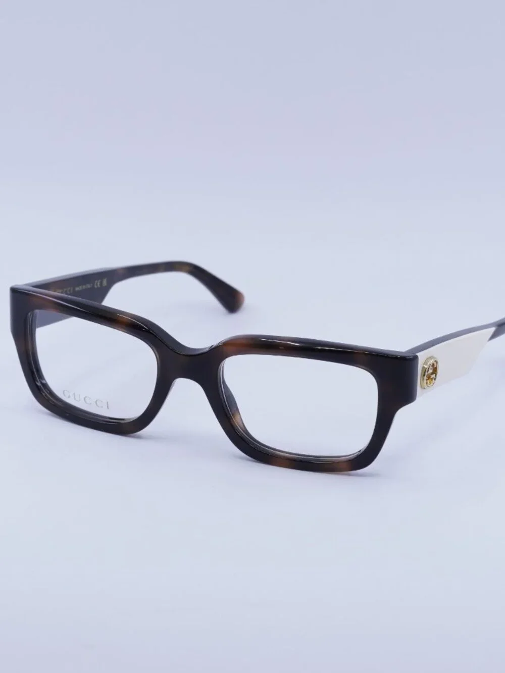 Gucci GG1666O 007 Eyeglasses Havana with White 53mm Square Frame